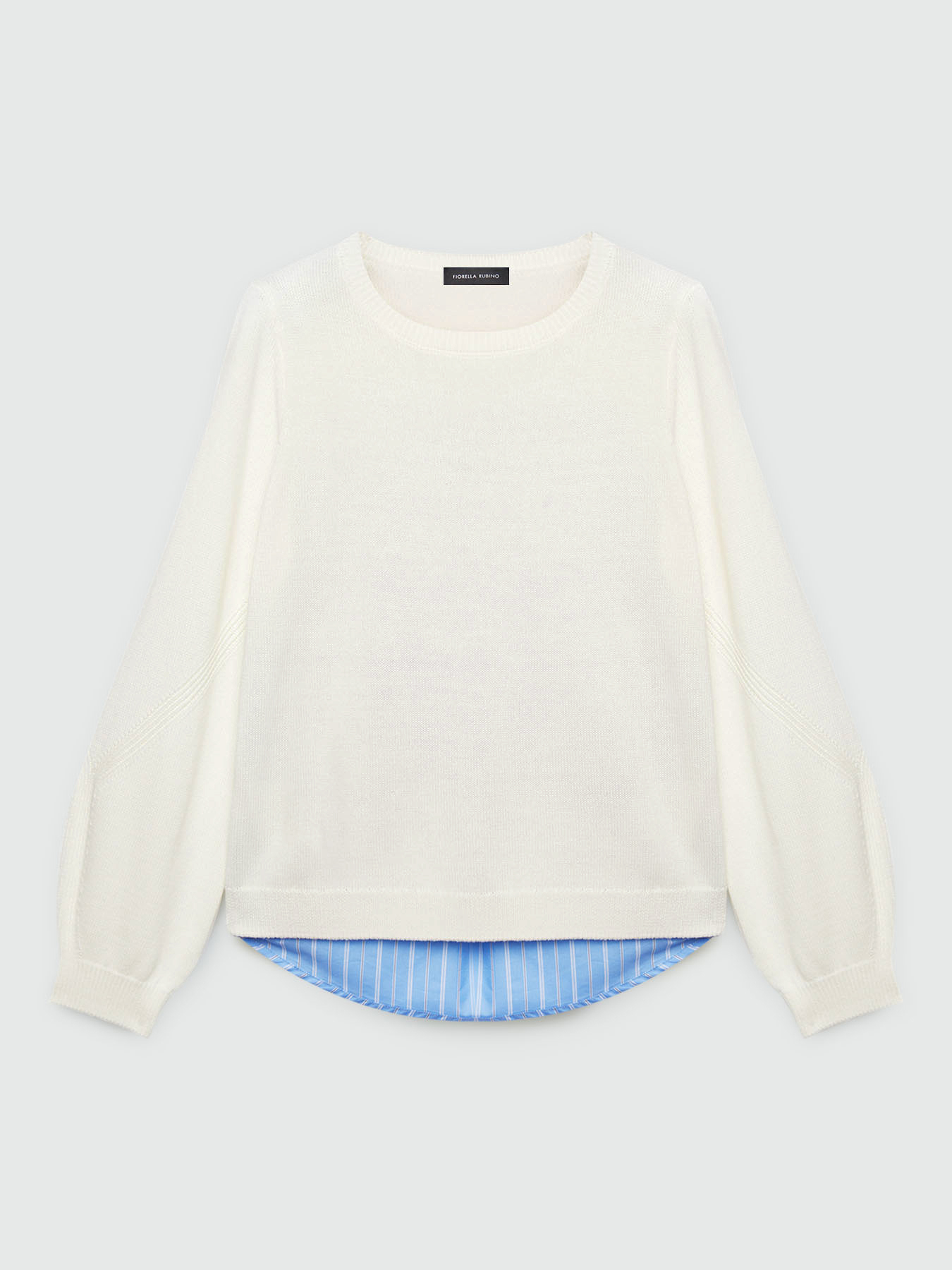 Sweater with striped fabric back image number 4