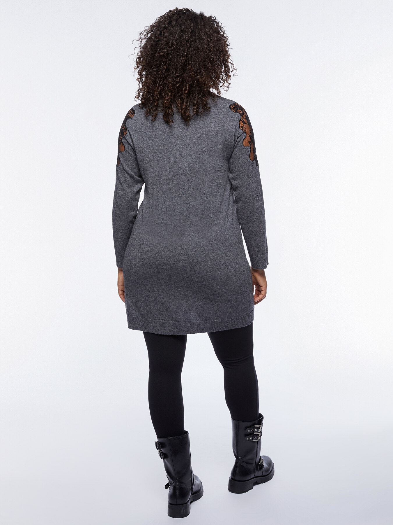 Maglia a mini abito con inserti in pizzo image number 1