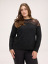 Sweater with lace insert and micro sequins image number 0