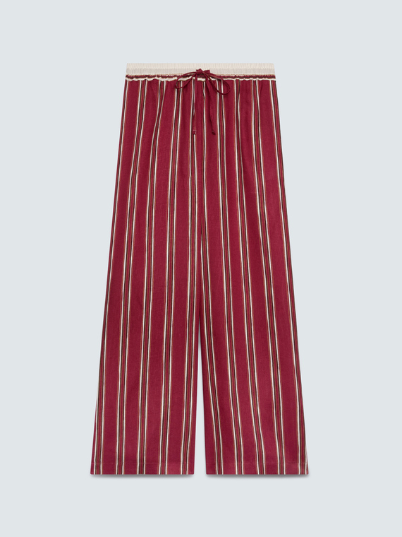 Pantalon Wide Leg en viscose &agrave; rayures