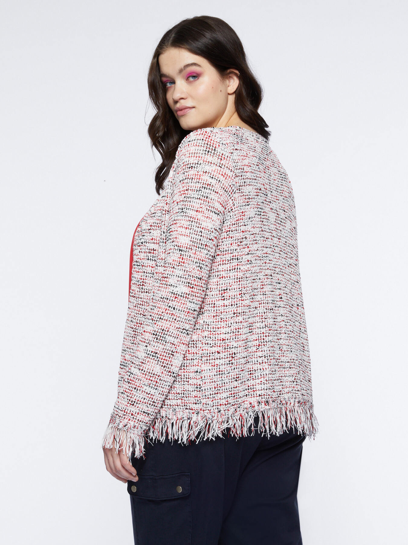 C&aacute;rdigan multicolor con flecos image number 1