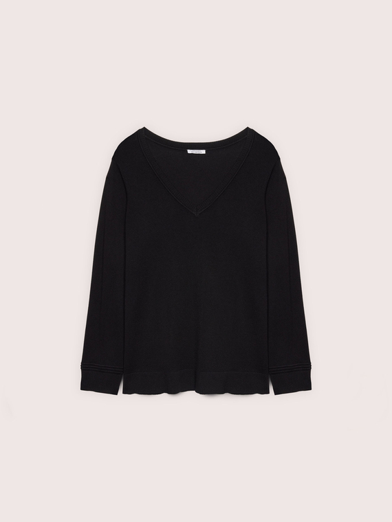 Pull col V en m&eacute;lange viscose