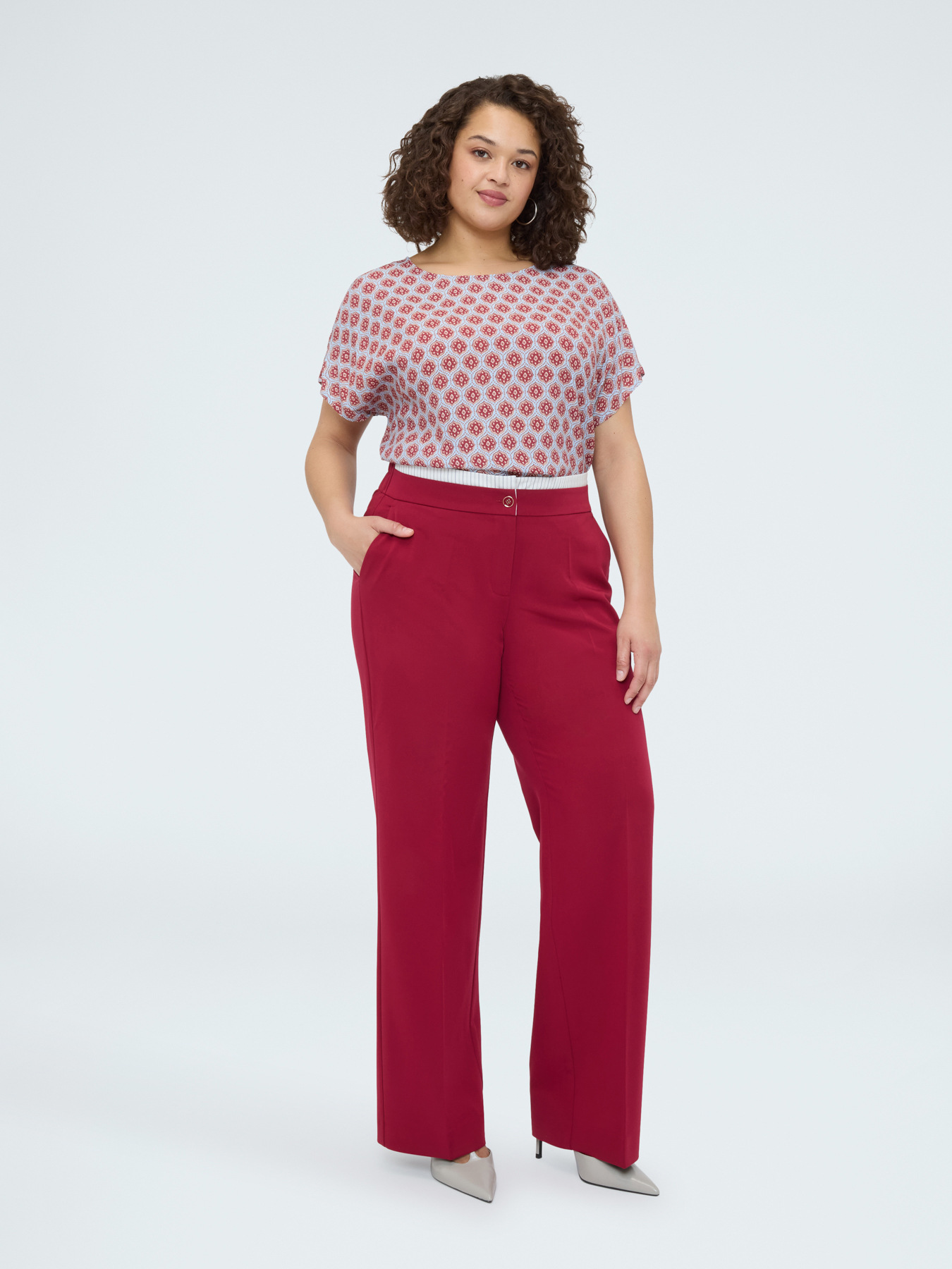 Kimono blouse with geometric print image number 2