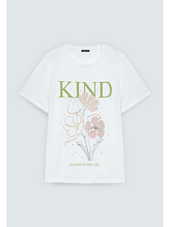 T-shirt en coton avec imprim&eacute; fleuri