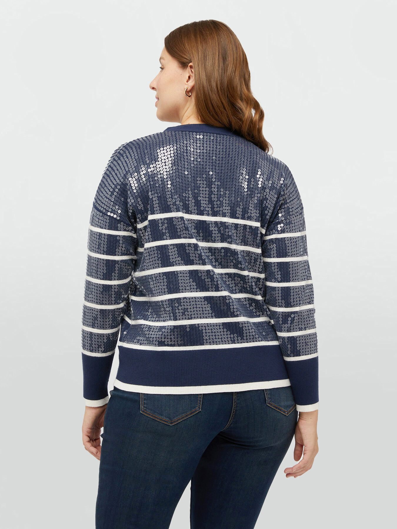 Striped cardigan with sequins image number 1