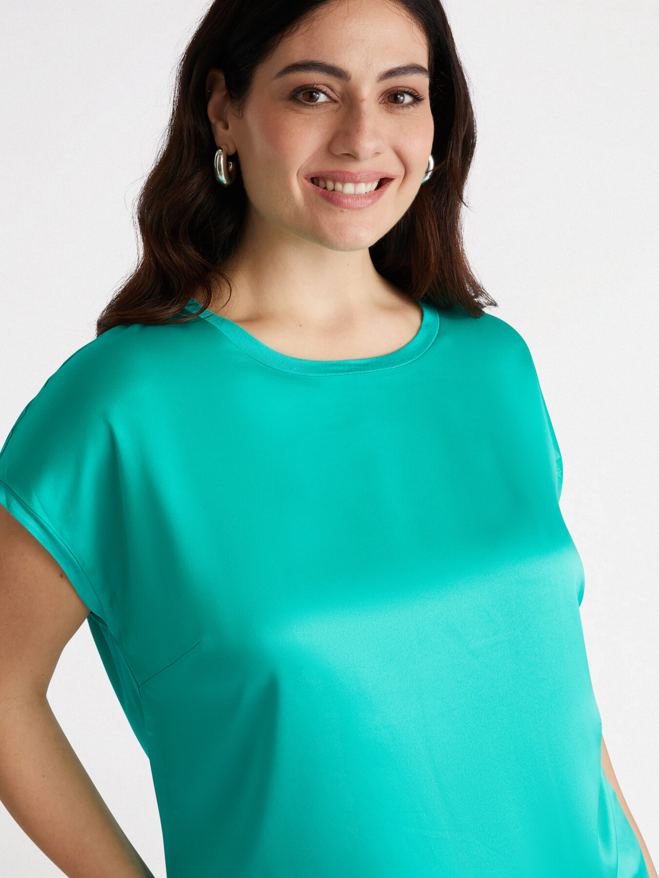 Satin and jersey blouse image number 2