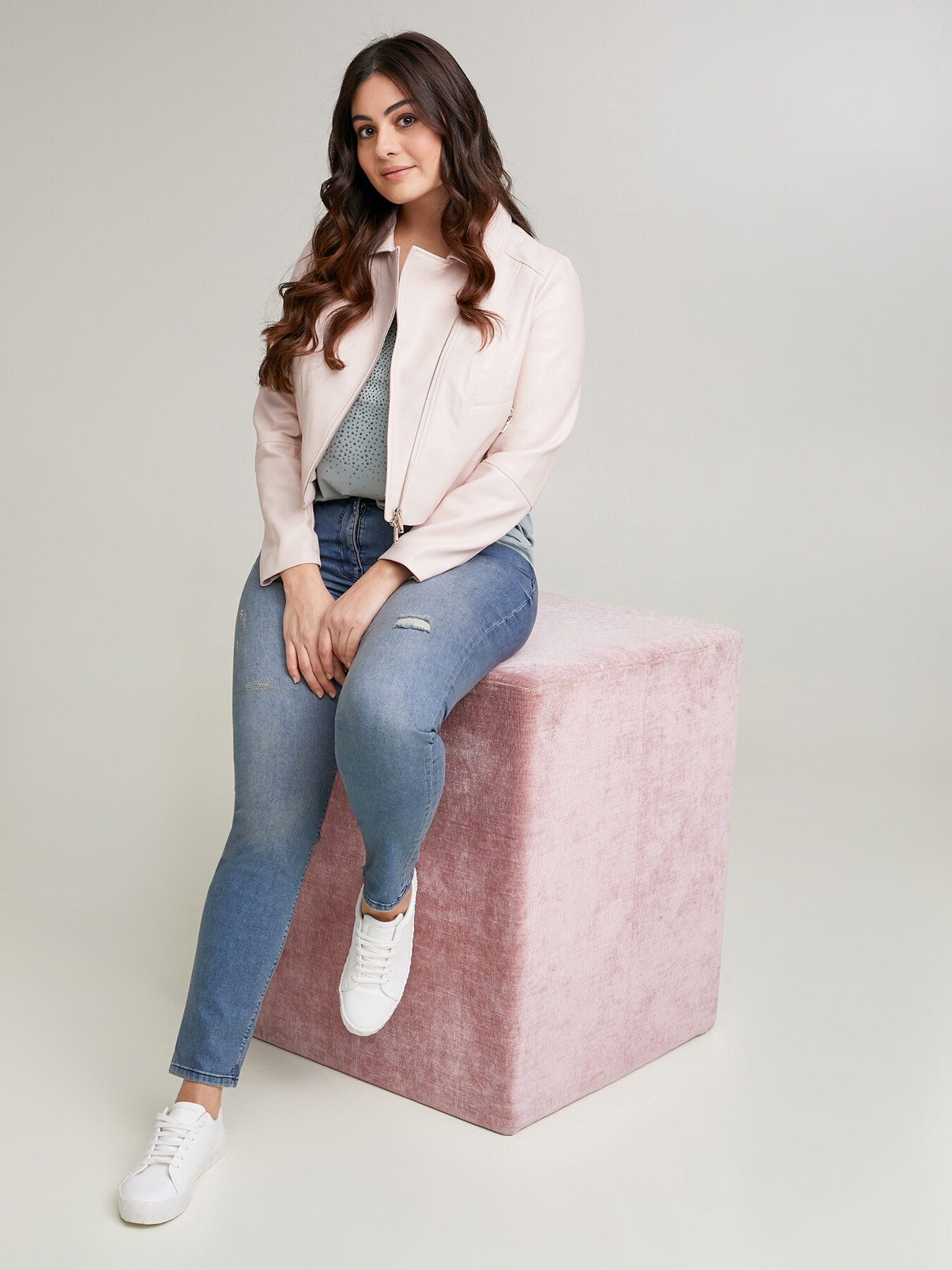 Cazadora biker de piel sint&eacute;tica image number 0