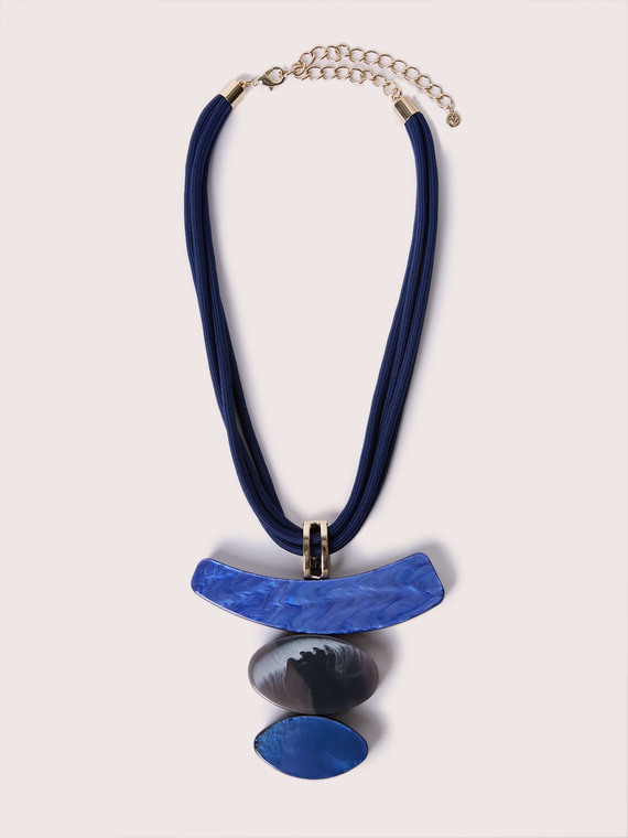 Multi-strand necklace with resin pendant