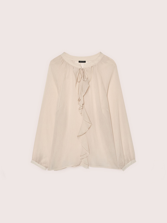 Blouse with bow and ruffle