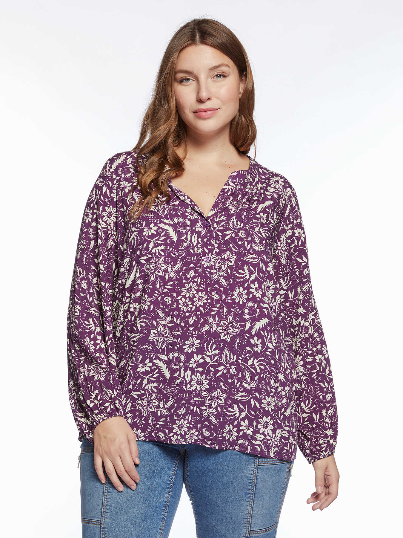 Blouse &agrave; fleurs en viscose image number 0