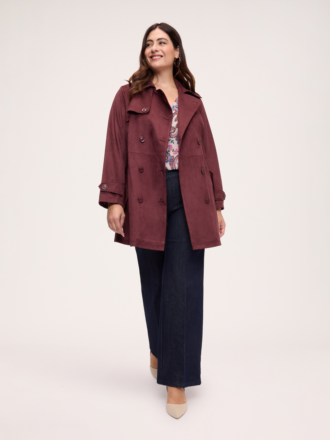 Double-breasted soft touch trench coat image number 2