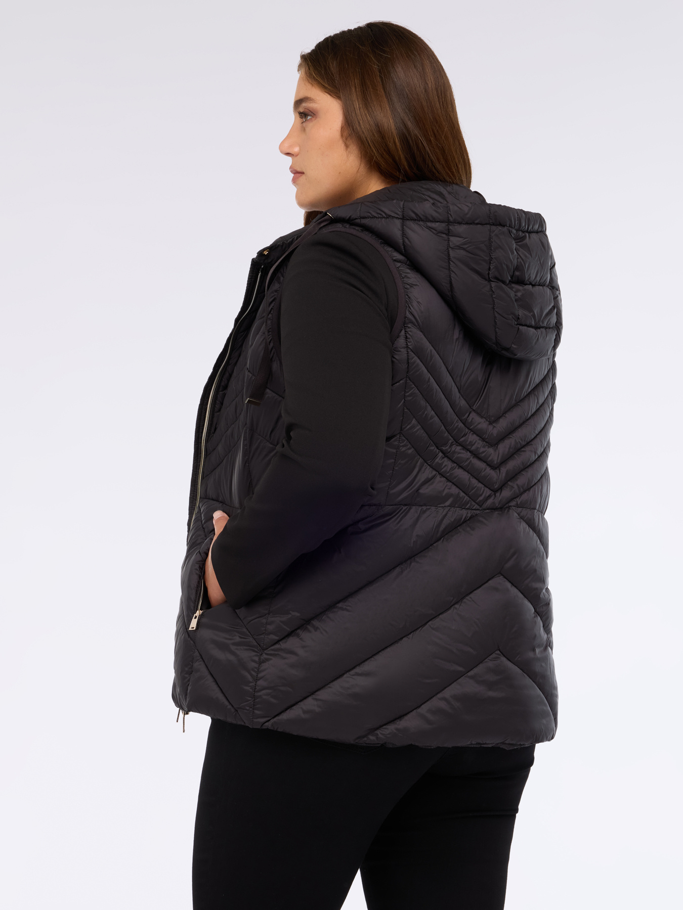 Sleeveless down jacket with hood and Sorona&reg; Aura padding image number 1