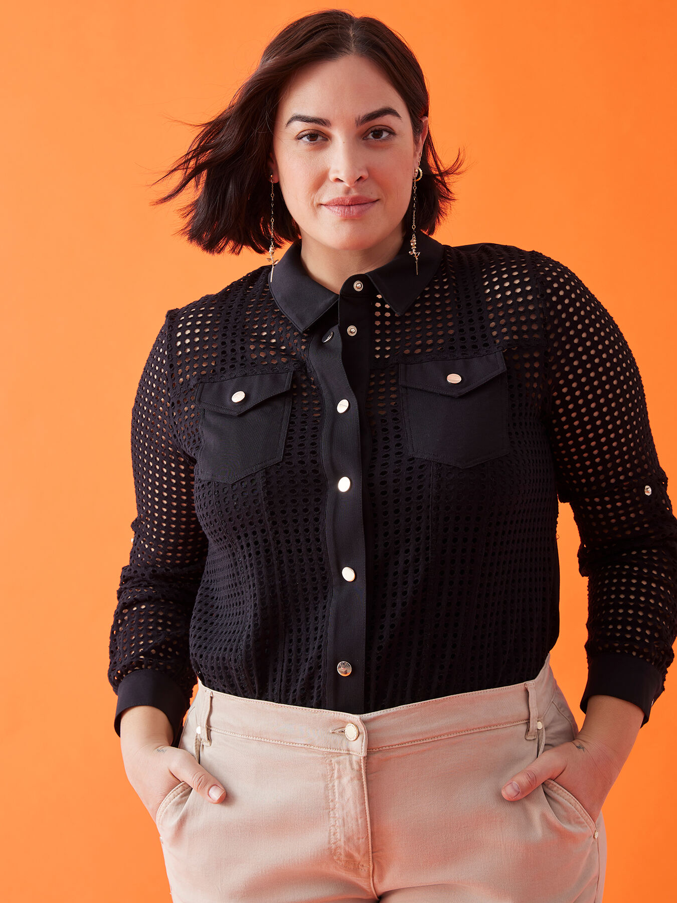 Camicia in felpa traforata image number 0