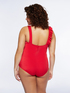 Red one-piece swimsuit with ruffles image number 1