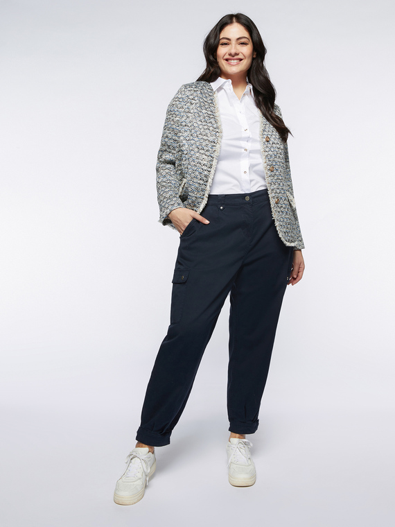 Fiorella Rubino - Giacca lurex con bottoni dorati Donna, Blu Taglia: 43 (52 IT)