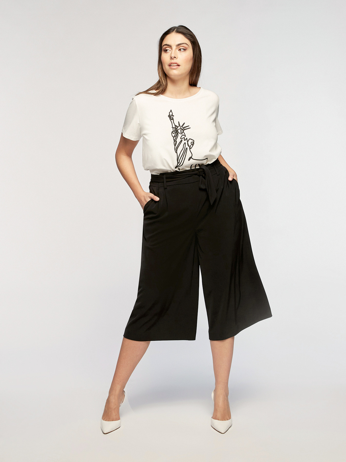 Cropped wide trousers with sash - Fiorella Rubino - SE