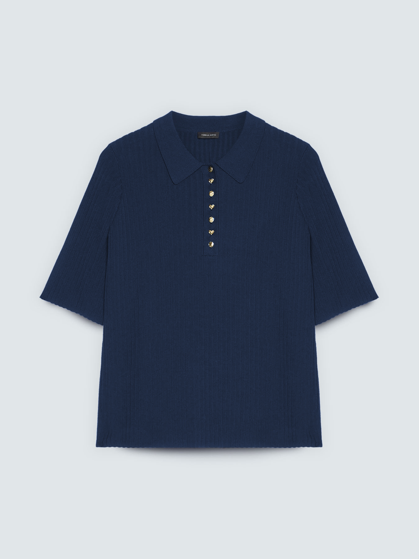 Ribbed knit polo with decorative buttons image number 5