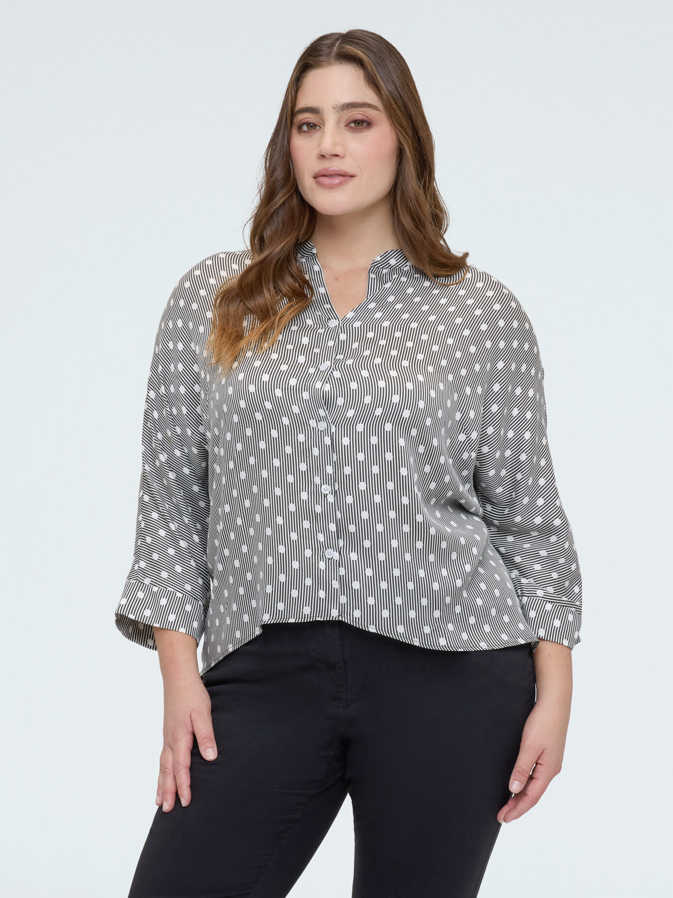 Polka dot shirt in viscose satin image number 0