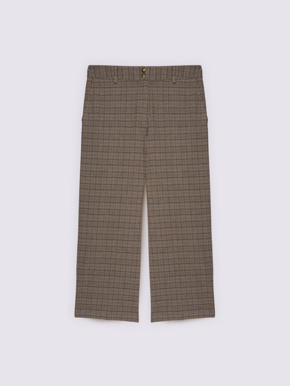 Cropped trousers in check fabric
