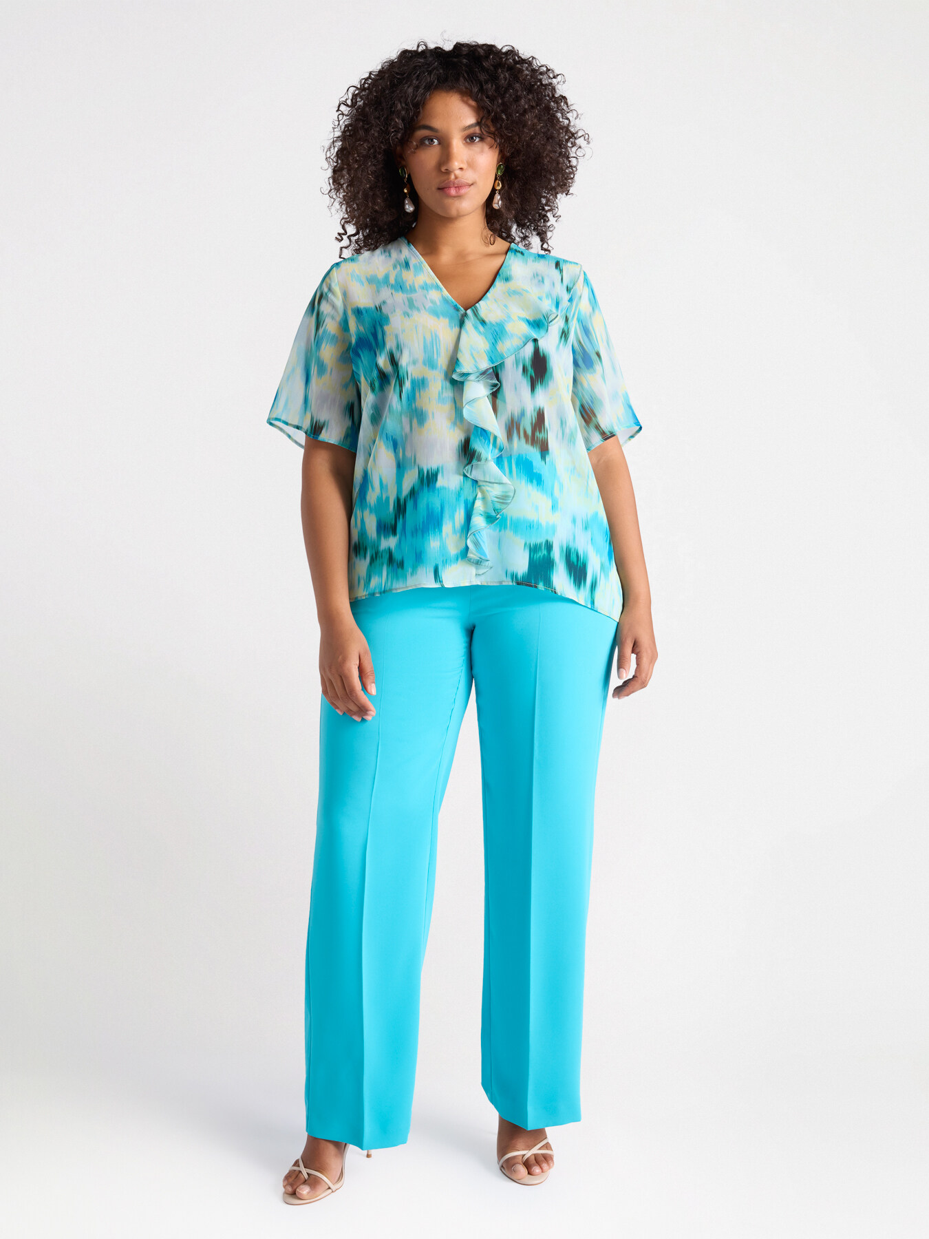 Blusa stampata con volant image number 2