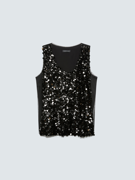 Top con paillettes e scollo a V