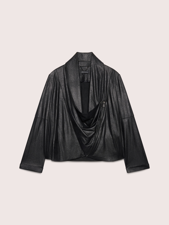 Jacke aus Soft-Touch-Material mit Schalkragen