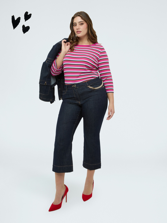 Jean Kick Flare avec cha&icirc;nette d&eacute;corative