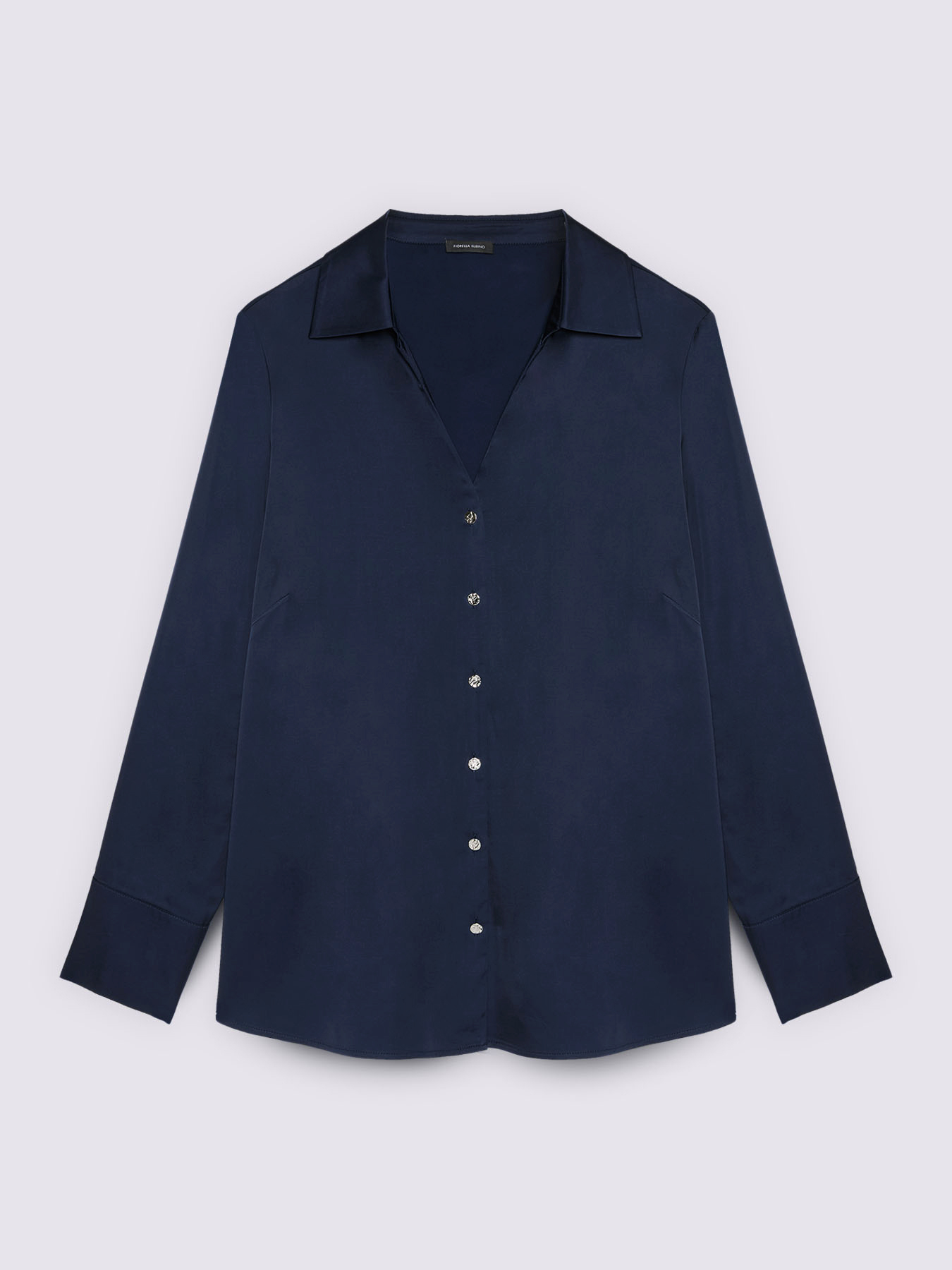 Camicia scollo a V in raso image number 4