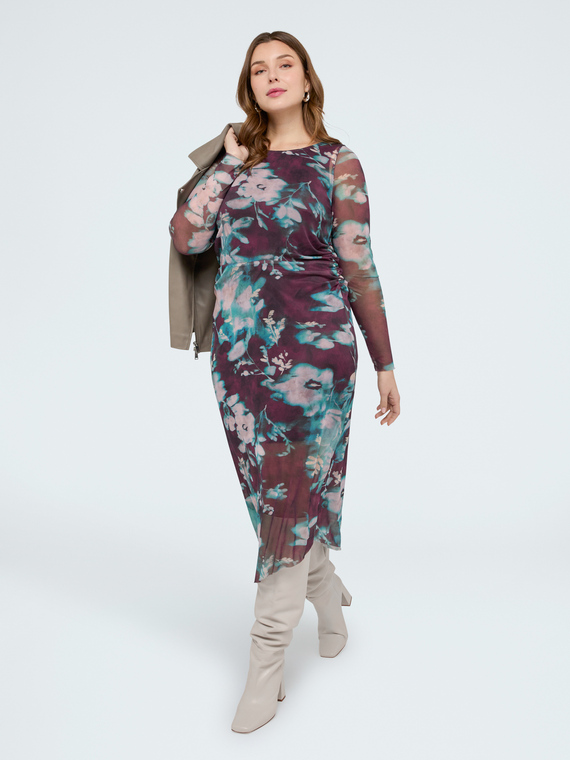 Long tulle dress with print