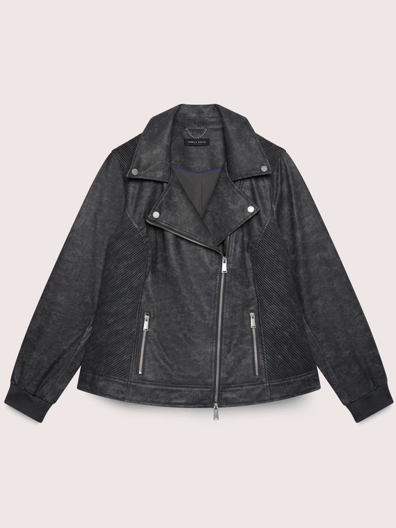 Veste biker avec poignets en tricot extensible