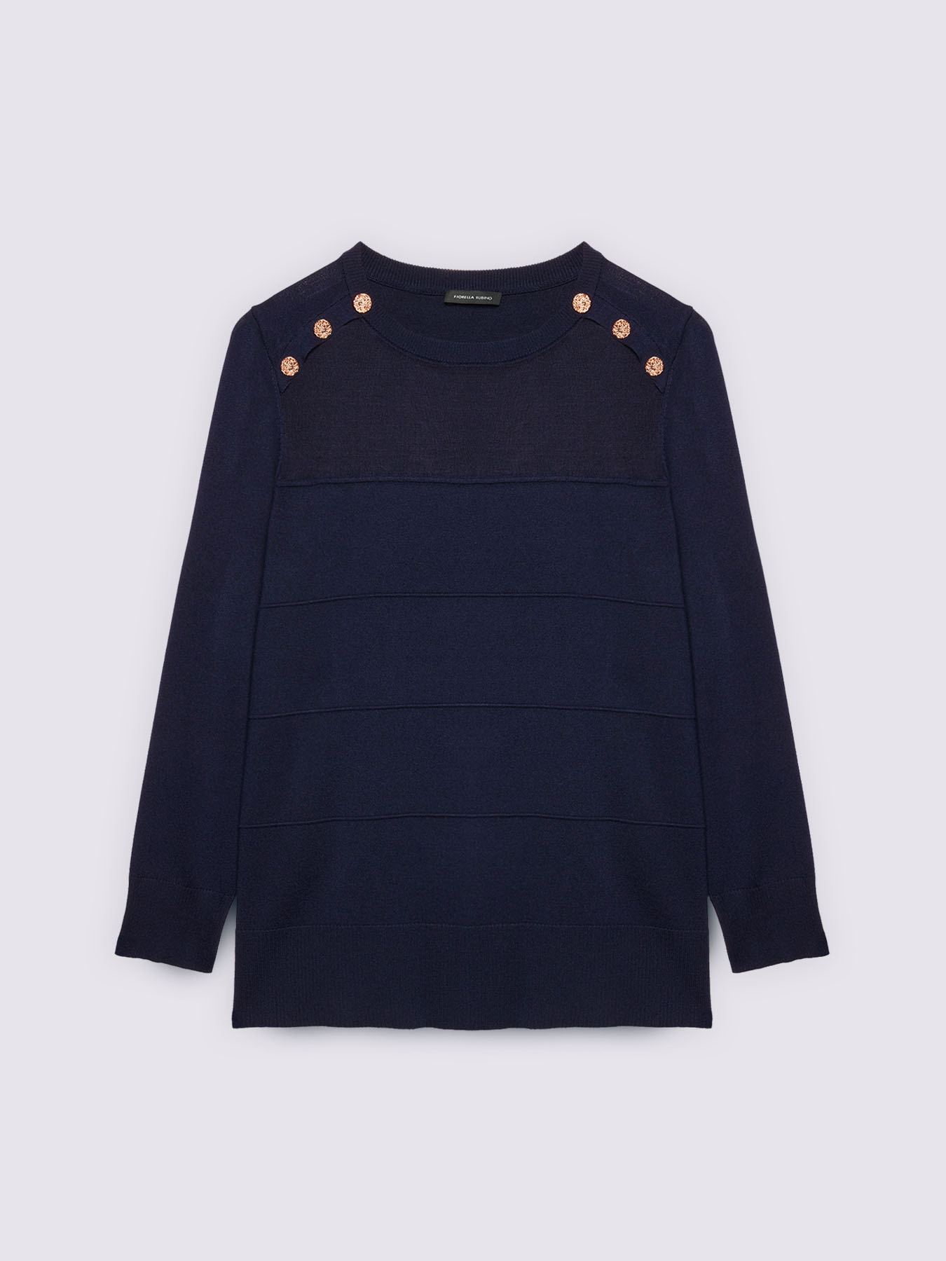 Crew neck sweater with jewel buttons image number 4