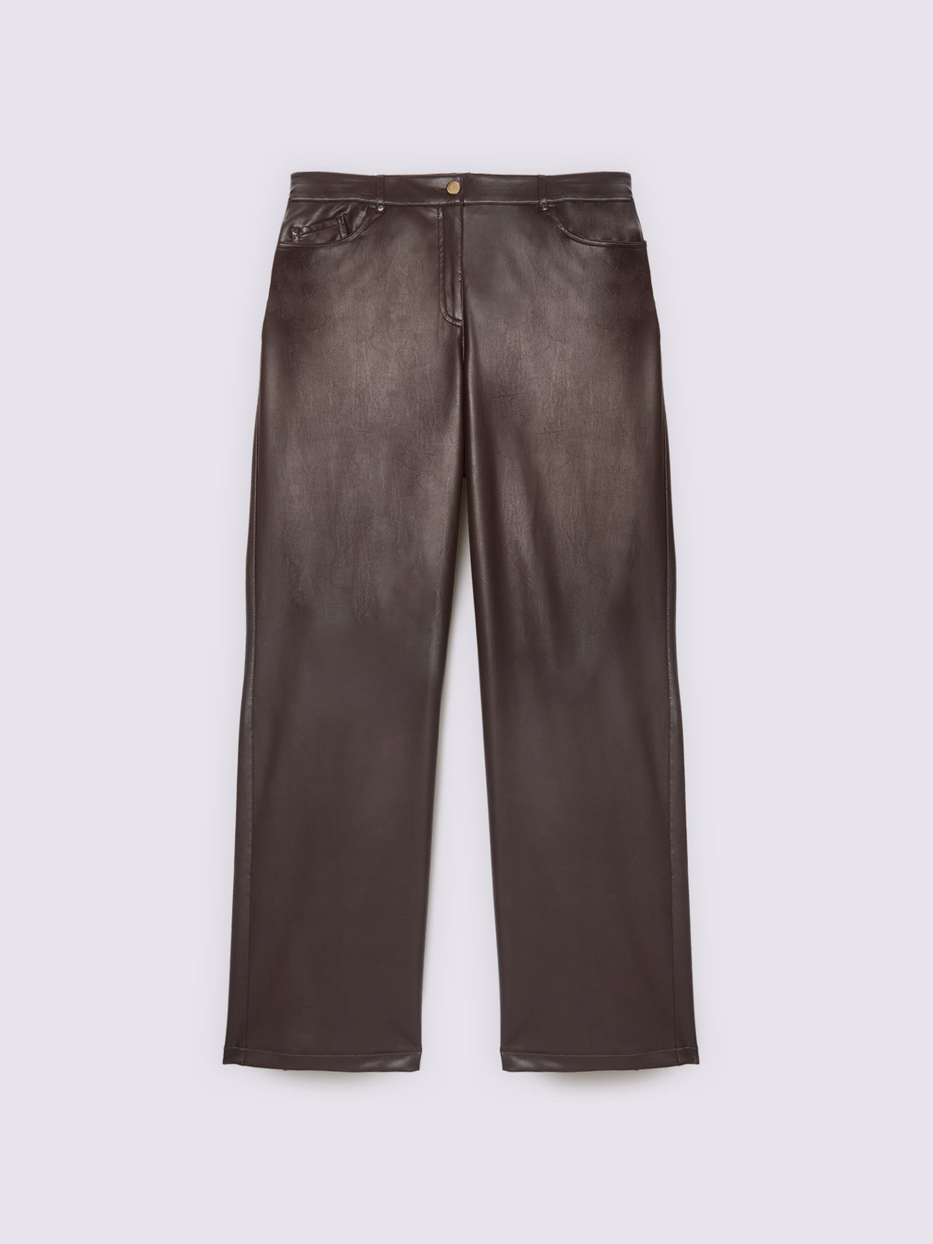 Straight fit trousers in coated fabric image number 4