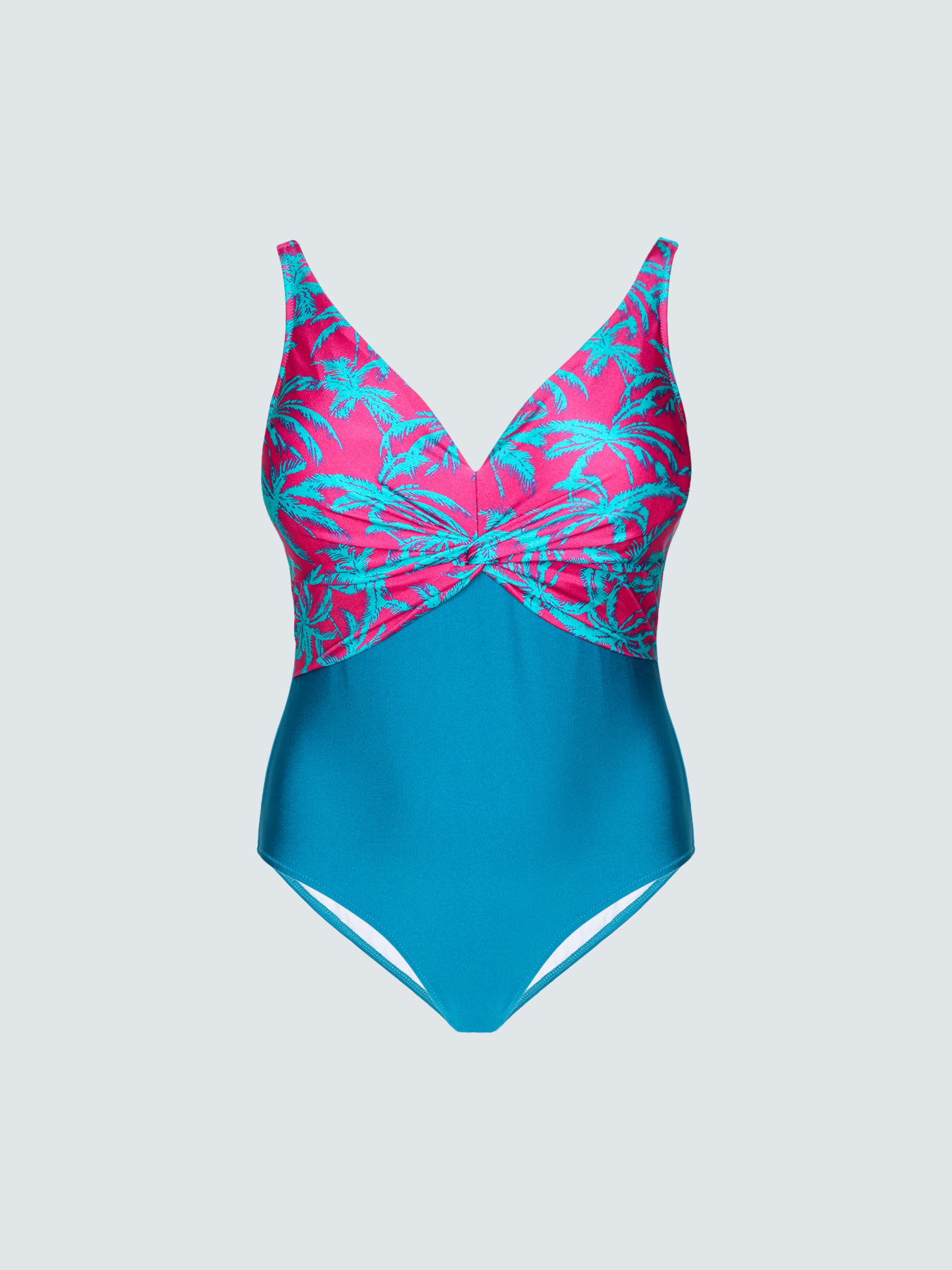 Crossover one-piece swimsuit tropical print image number 4