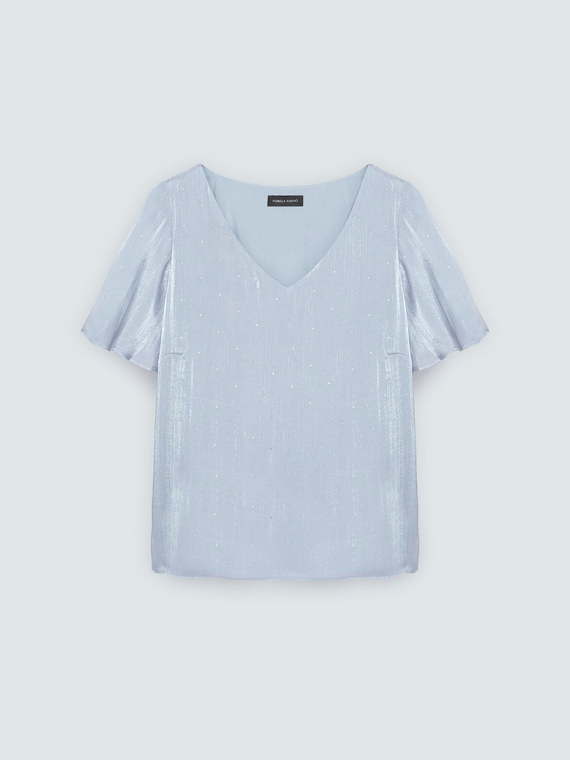 Bluse mit metallisierter Textur und Lichtpunkten