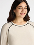 Sweater with contrasting black trims and mini sequins image number 0