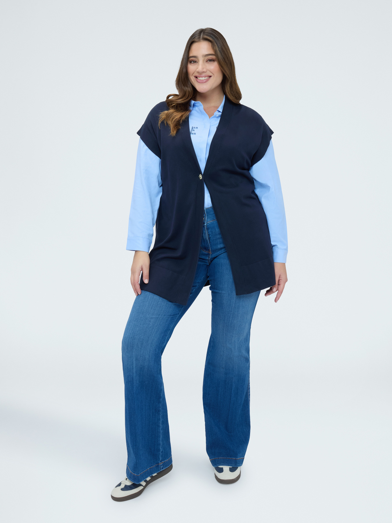 Long vest in viscose blend image number 2