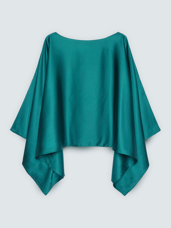 Asymmetric design satin shrug
