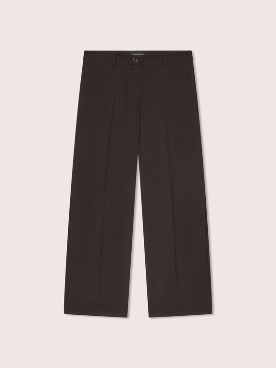 Wide leg trousers with pressed crease