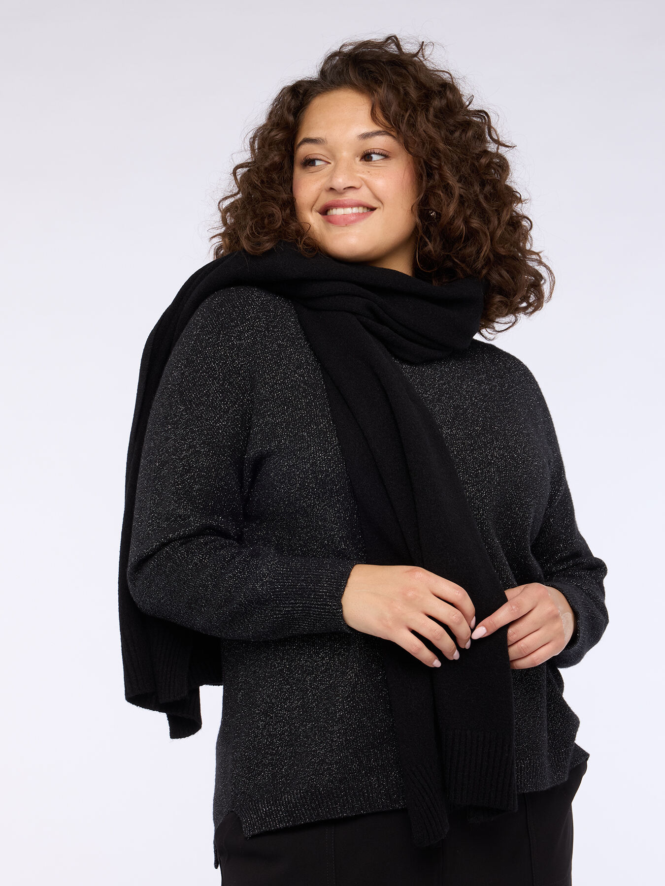 Long scarf with ribbed edges image number 0