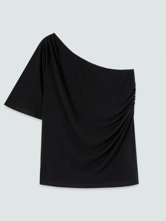 Einschultriges T-Shirt aus Jersey mit Lichtpunkten