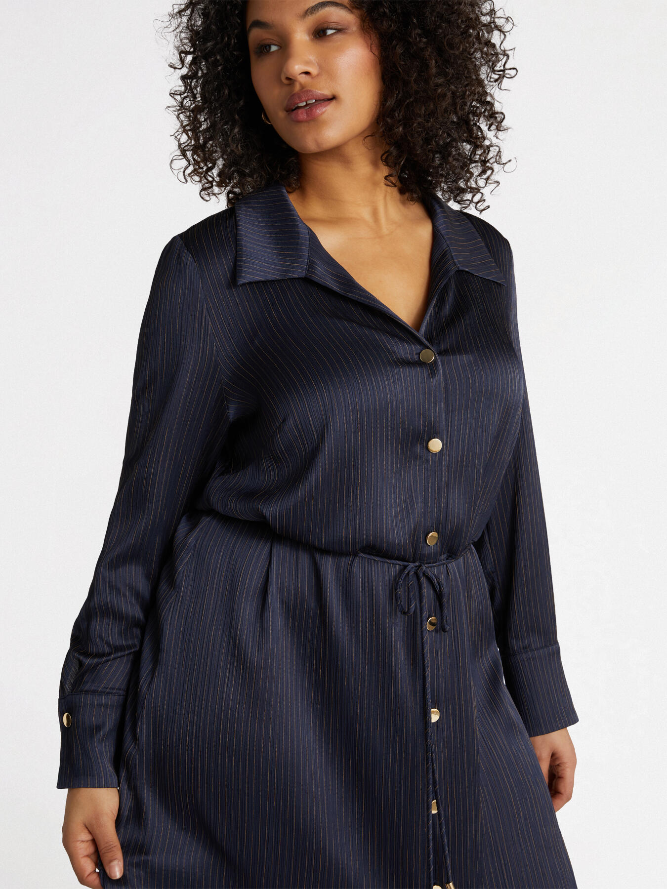 Chemisier dress with belt at the waist image number 3