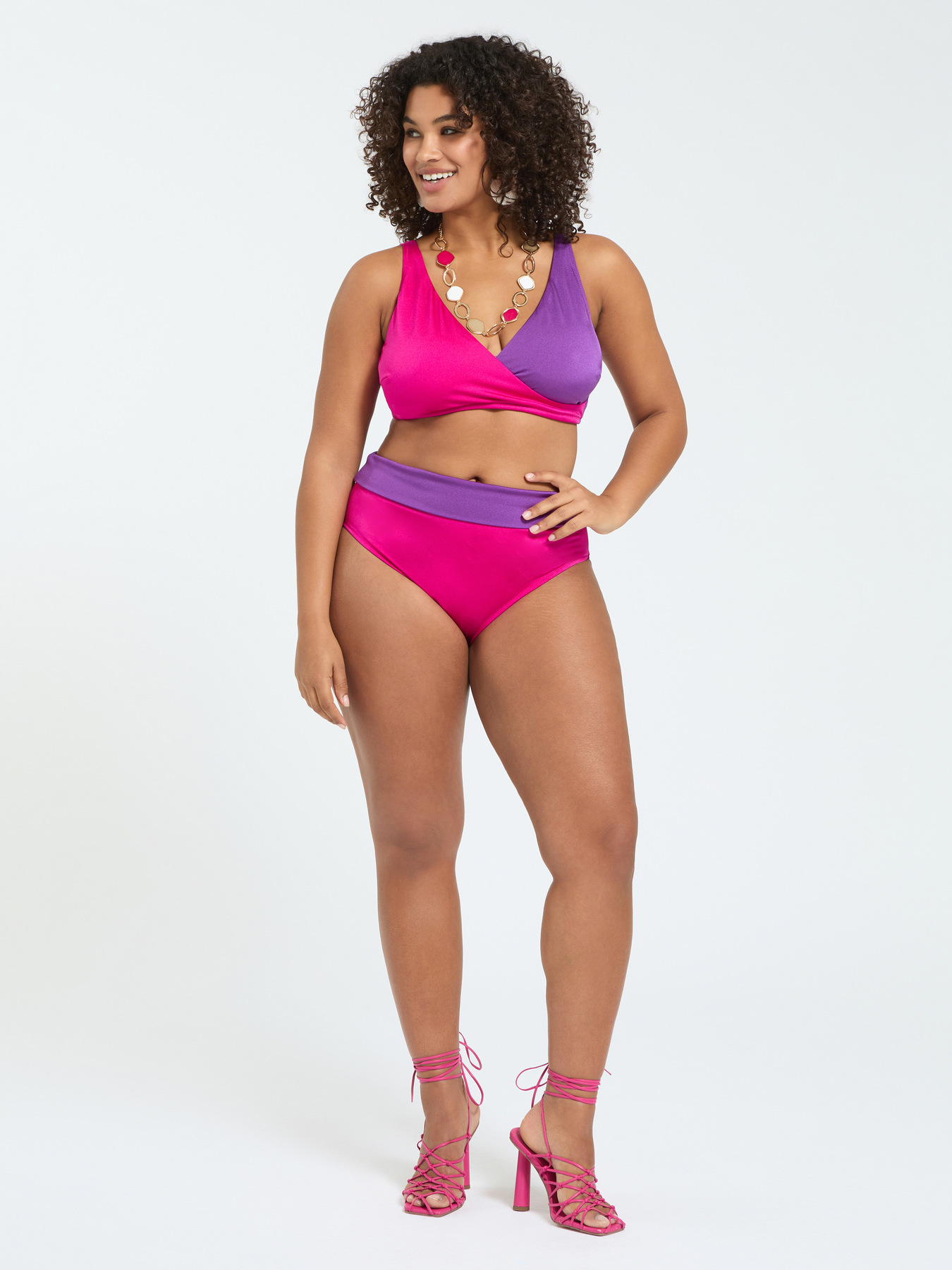 Gekreuzter Color-Block-Bikini image number 3