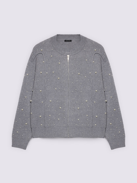Cardigan decorato con perle