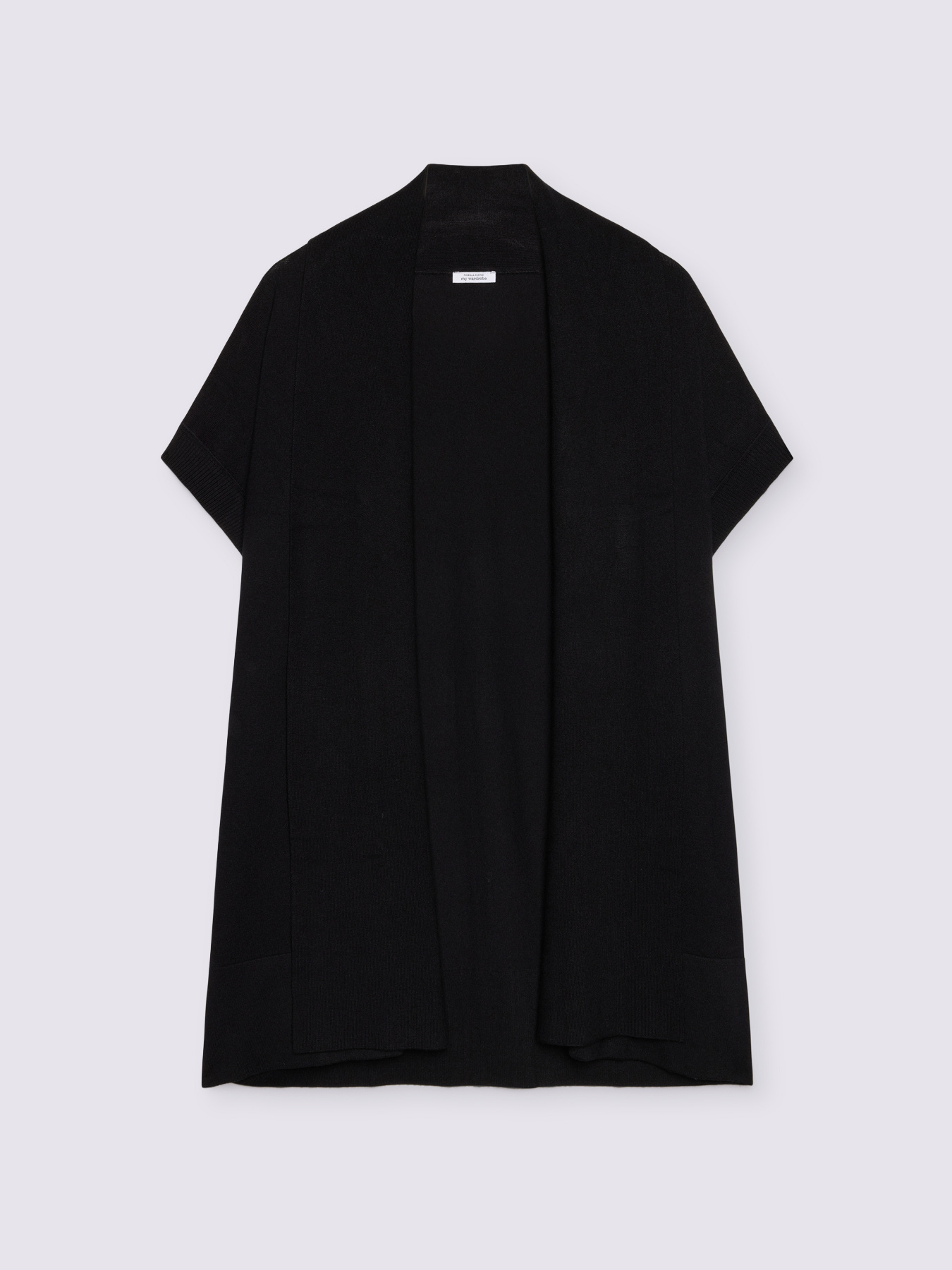 Long fine knit cardigan with short sleeves image number 4