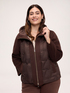 Bi-material down jacket with hood image number 0