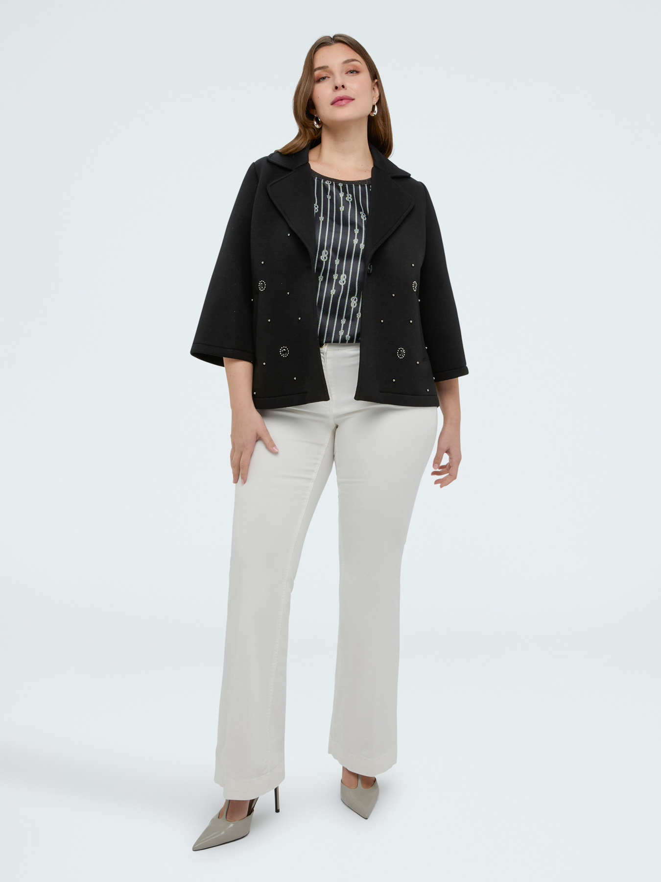 Manteau court en scuba double boutonnage image number 0