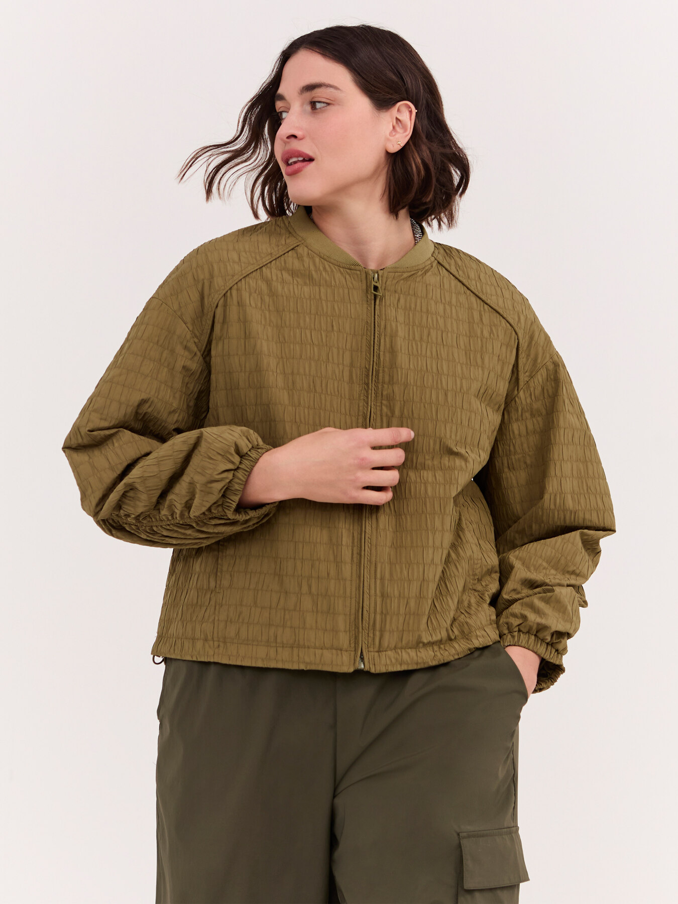 Short bomber jacket with raglan sleeves image number 1