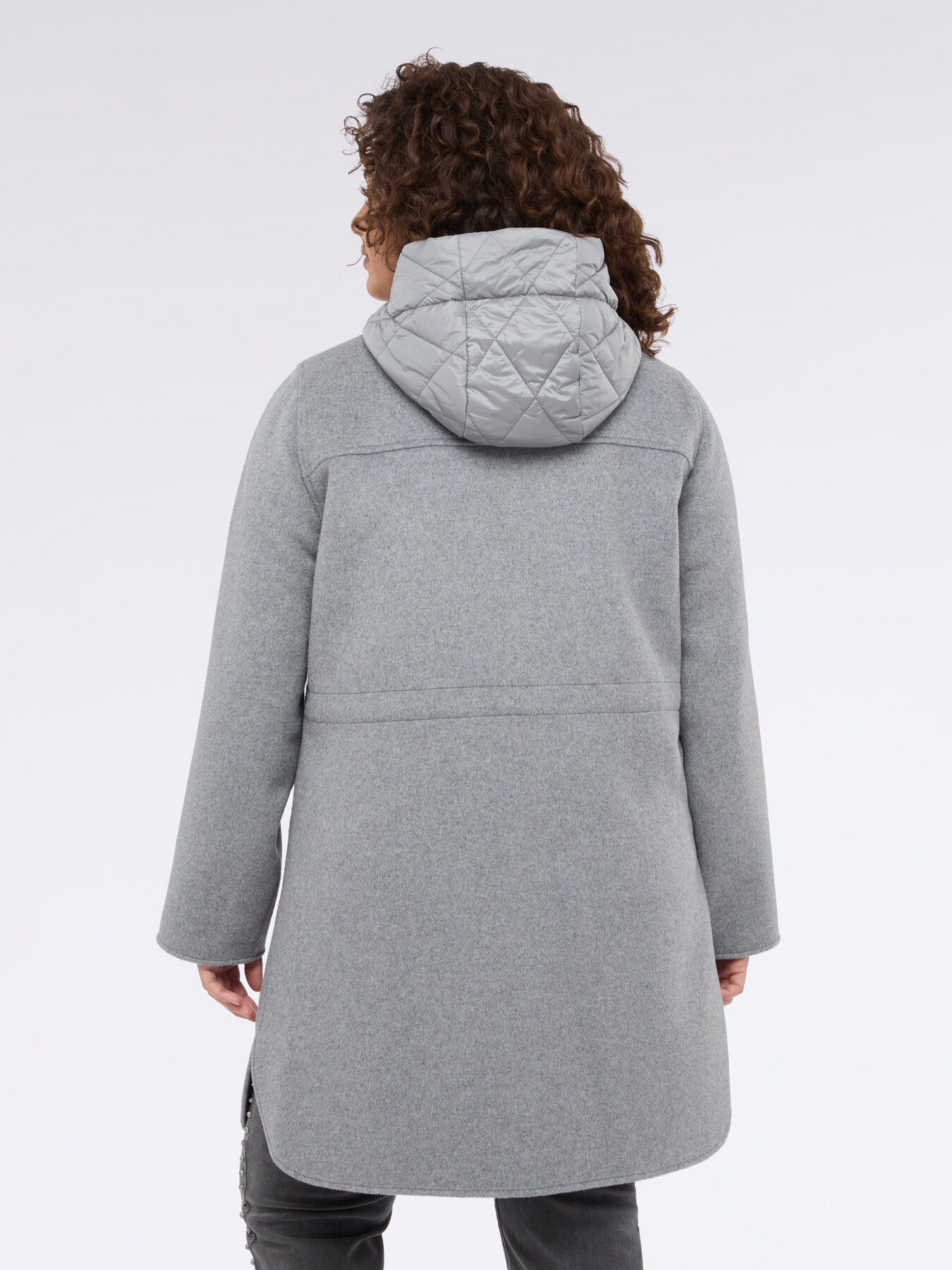 Wool blend coat with nylon hood image number 4