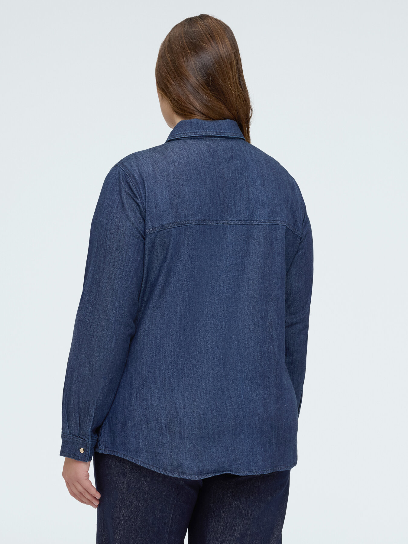 Denim shirt with bow/tie image number 1