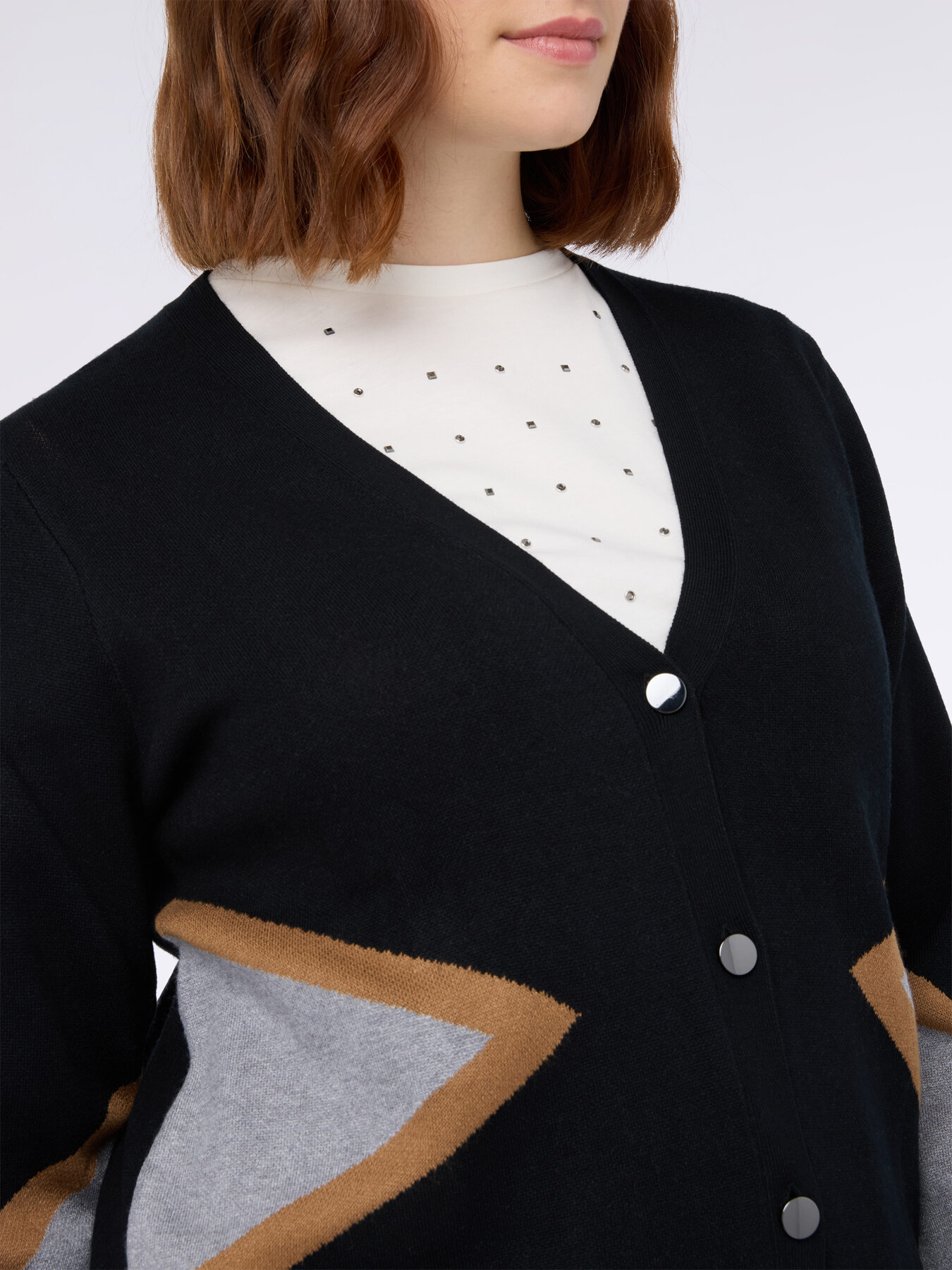 Color block cardigan in viscose blend image number 3